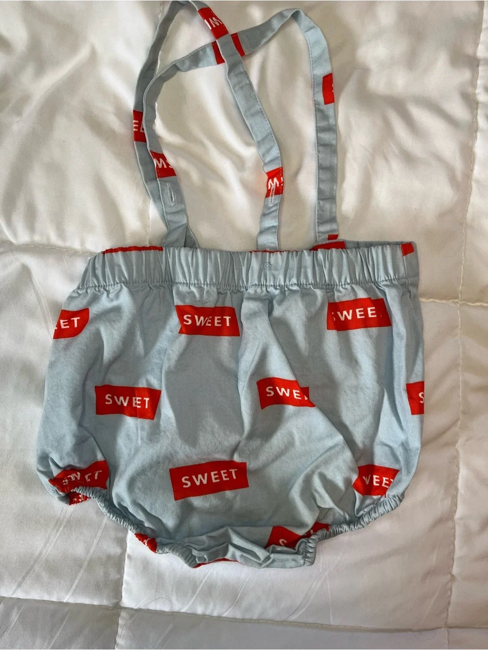 Blue & Red 'Sweet' Suspender Diaper Cover